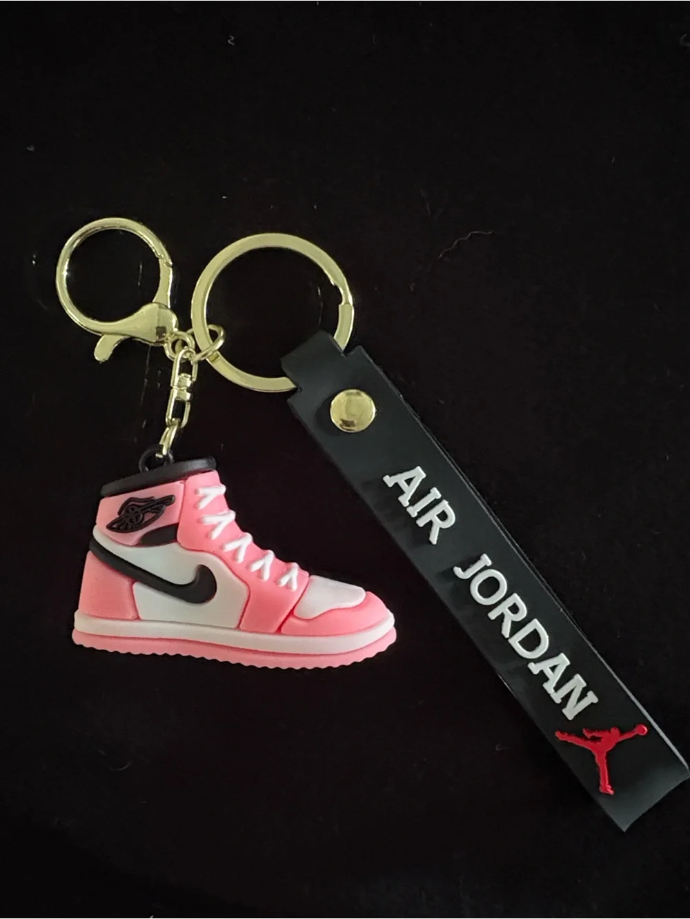 Pink And White Sneaker Keychain Bag Charm With Strap